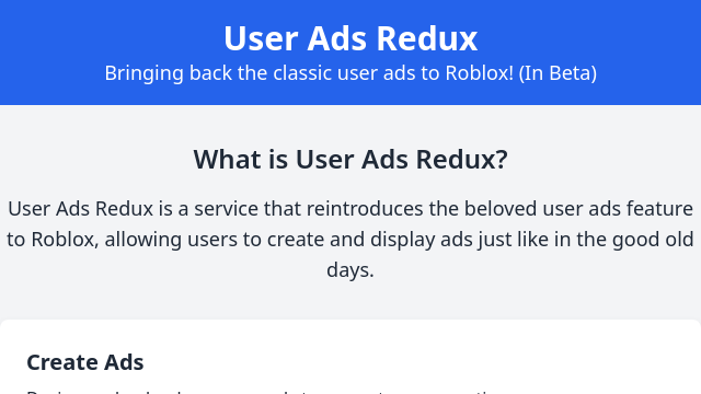 User Ads Redux
